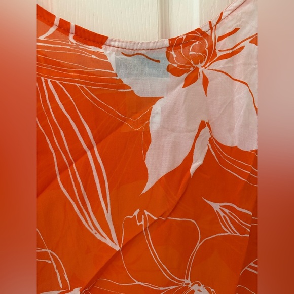 Joseph Ribkoff vintage sheer cropped tank size 16 orange floral top - Picture 4 of 9